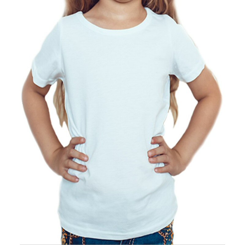White Plain Kids Girls Round Neck T-shirt