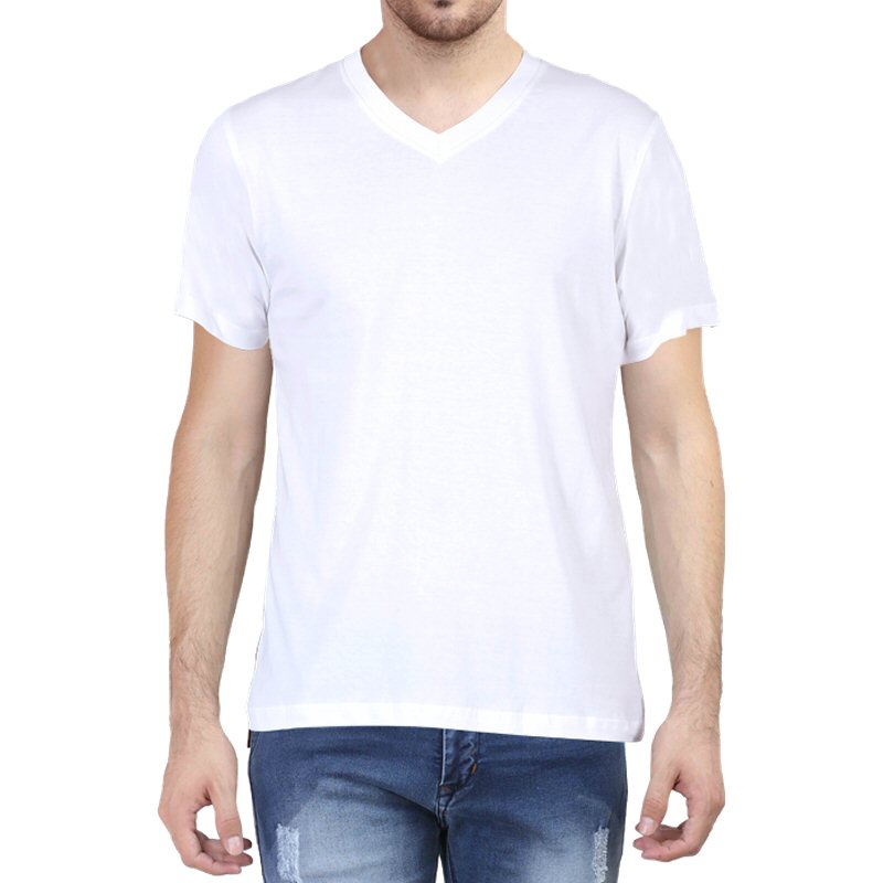 White Plain V Neck T-shirt