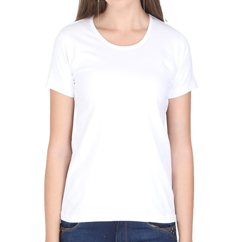 White Plain Women Round Neck T-shirt
