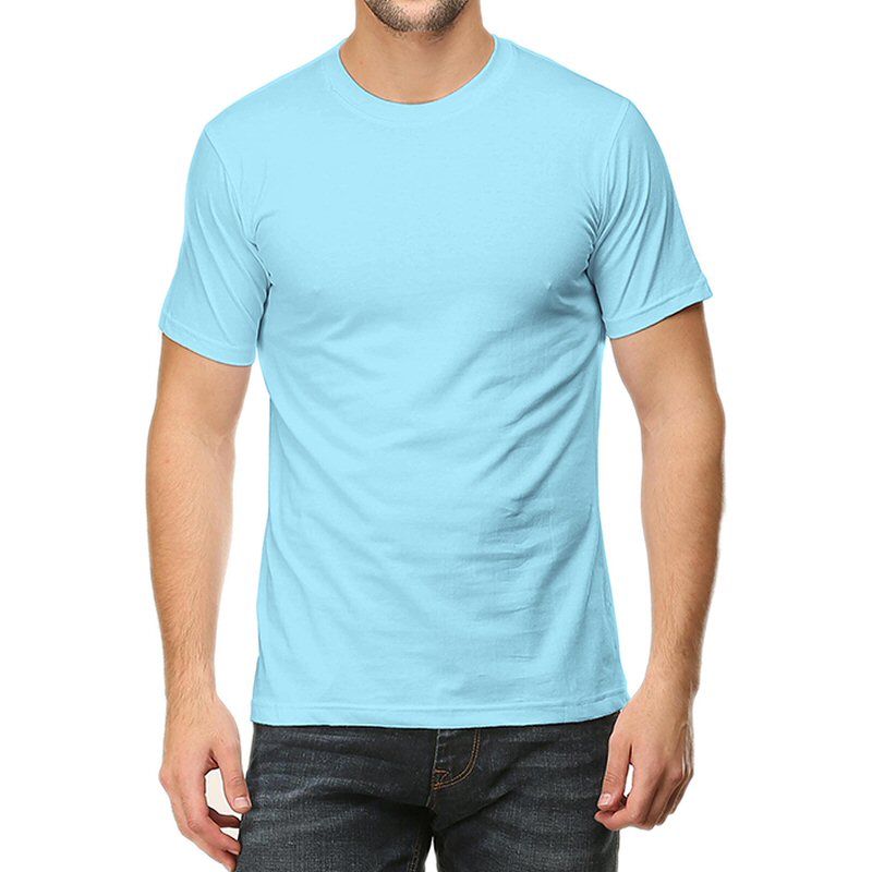 Baby Blue Unisex Plain Cotton Round Neck T-shirt